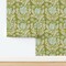 Green Botanical Sky Blue Flowers Rustic Hand Drawn Bohemian Farmhouse Cottagecore Custom Removable Wallpaper by Spoonflower Peel & Stick Wallpaper 2FT Wide
